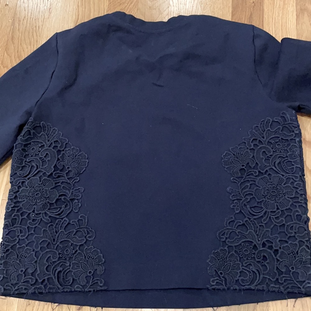 Tory Burch, Navy Blue Floral Top Size SP